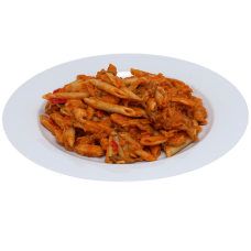 Penne kip stroganoff (zoutarm/natriumarm). 